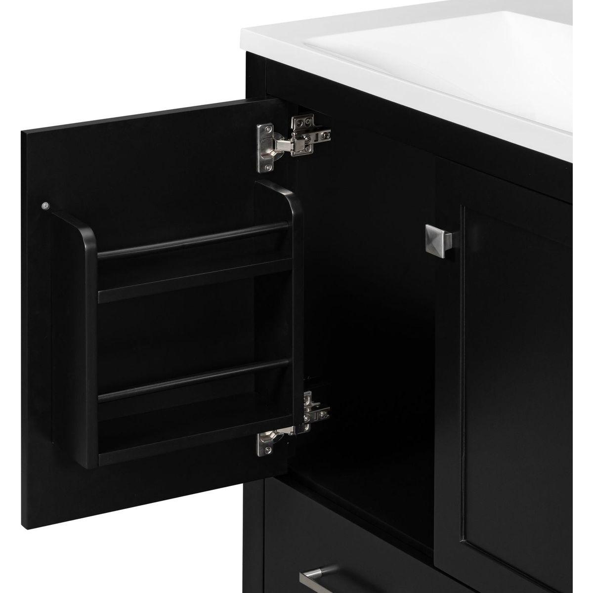 30" Black Bathroom Vanity with Single Sink, Combo Cabinet Undermount Sink, Bathroom Storage Cabinet with 2 Doors and a Drawer, Soft Closing, Multifunctional Storage, Solid Wood Frame