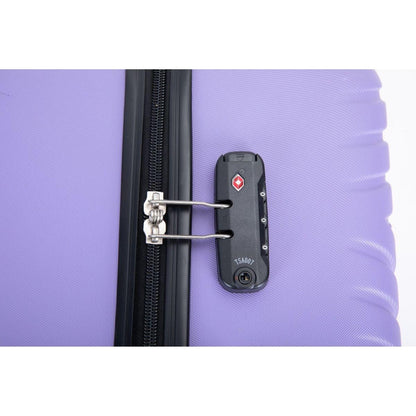 luggage 4-piece ABS lightweight suitcase with rotating wheels, 24 inch and 28 inch with TSA lock, (16/20/24/28) LIGHT PURPLE
