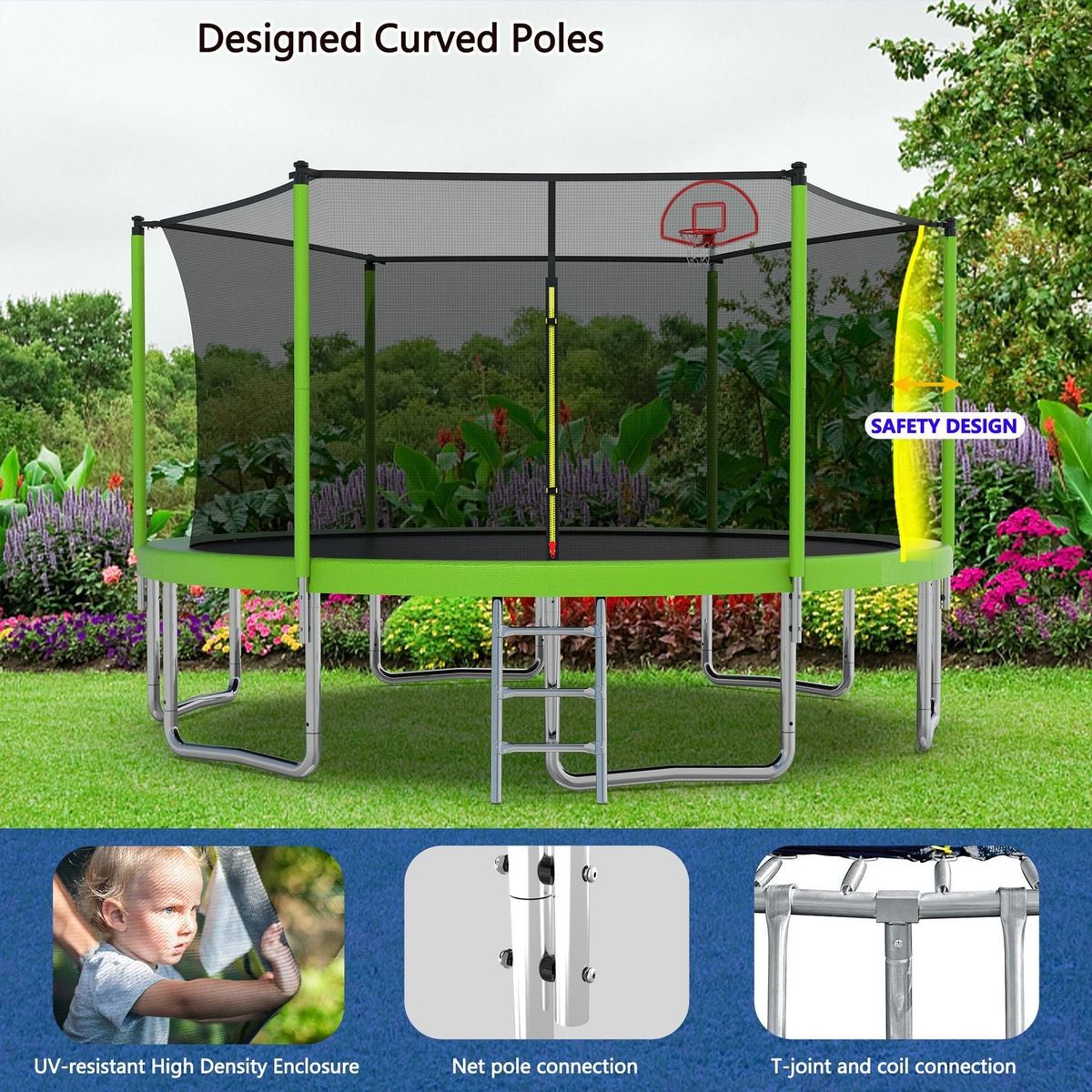 14FT for Kids Children with Safety Enclosure Net Outdoor Backyards Large Recreational Trampoline