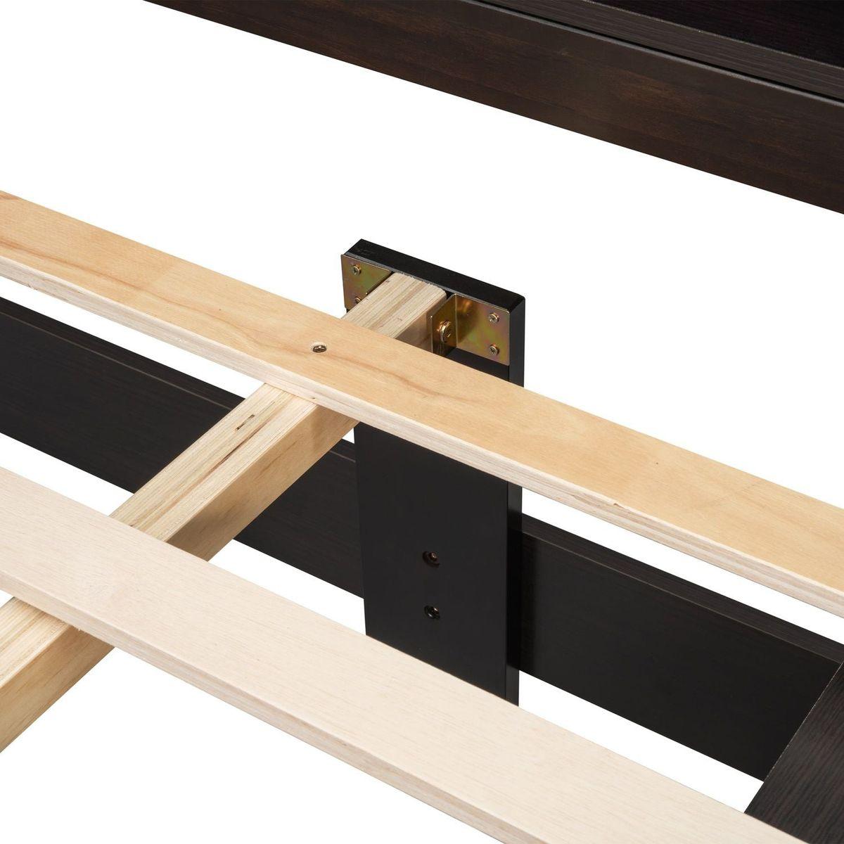 Full Bed with Bookcase Headboard, Under bed Storage Drawers and Bed End Storage Case,Espresso