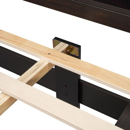 Full Bed with Bookcase Headboard, Under bed Storage Drawers and Bed End Storage Case,Espresso