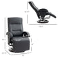 PU Recliner with Footrest, Lounge Chair with 135 Adjustable Backrest, Swivel Wood Base, Padded Seat & Armrests for Living Room, Black