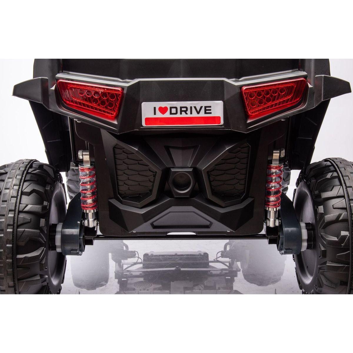 12v7ax2 30wx4 Four-wheel drive leather seat one button start,forward and backward, high and low speed, music, front light, power display, two doors can open, 2.4G R/C, seat belt four wheel absorber