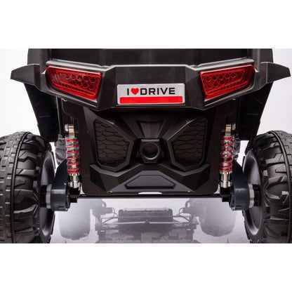 12v7ax2 30wx4 Four-wheel drive leather seat one button start,forward and backward, high and low speed, music, front light, power display, two doors can open, 2.4G R/C, seat belt four wheel absorber