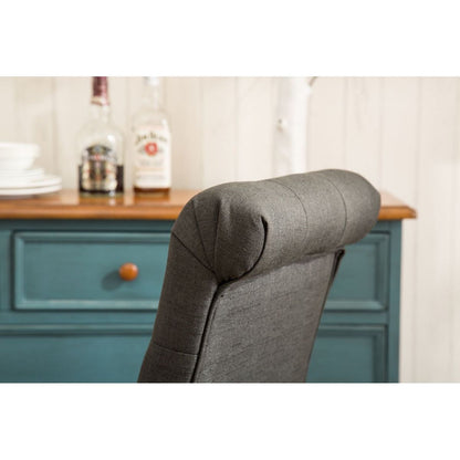 Habit Solid Wood Tufted Parsons Dining Chair, Set of 2, Charcoal