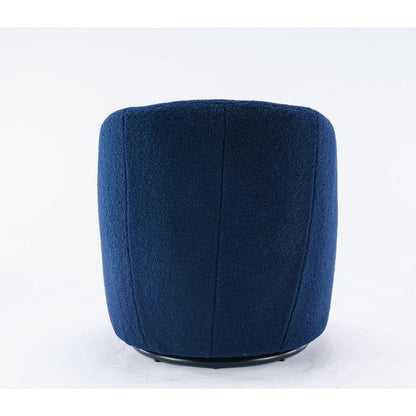 Teddy Fabric Swivel Accent Armchair Barrel Chair With Black Powder Coating Metal Ring,Dark Blue