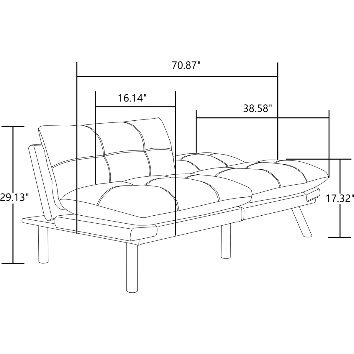 Navy Blue Convertible Folding Modern sofa Bed