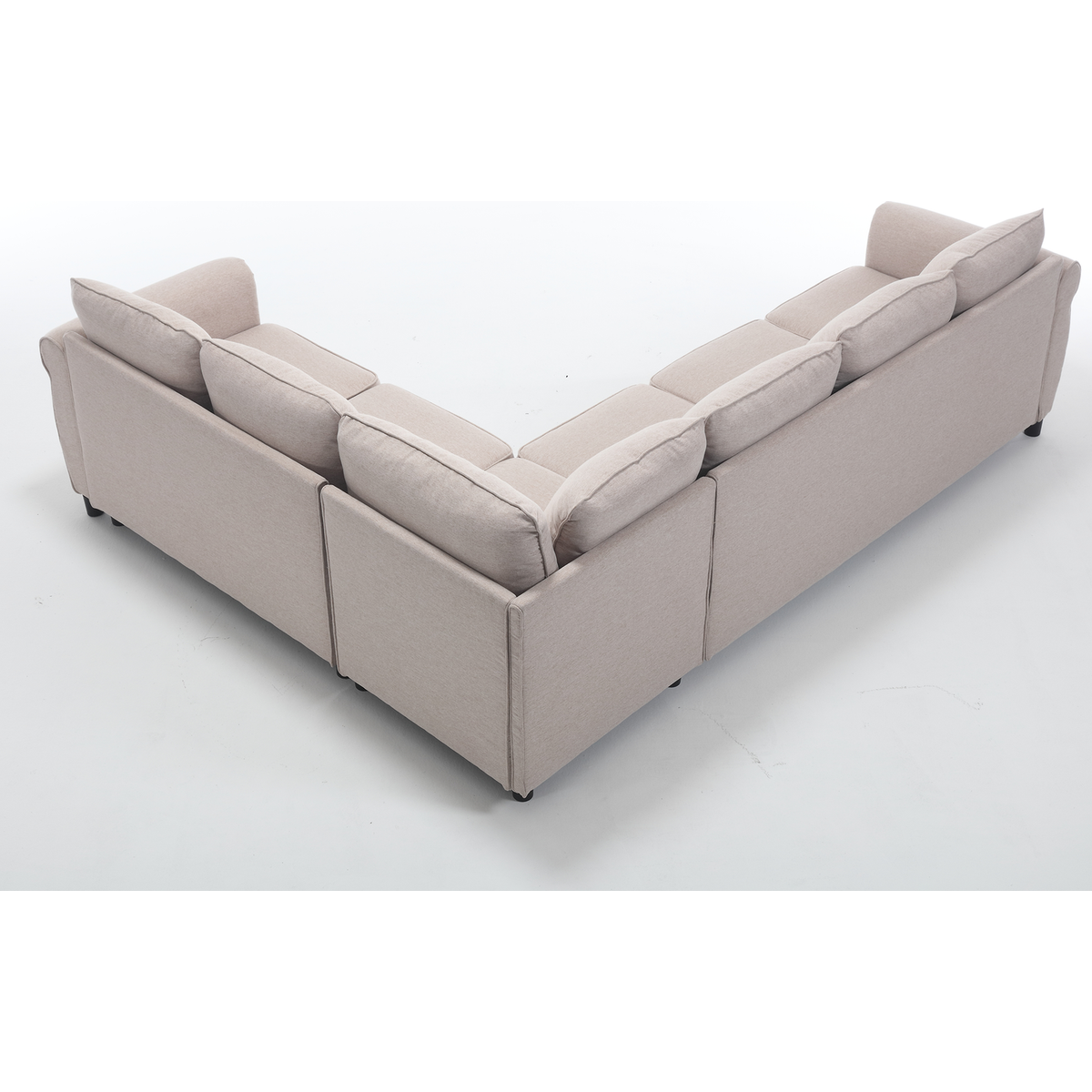 Sleeper Sofa, 2 in 1 Pull Out Couch Bed,6 seater sofa bed, L Shaped Sleeper Sectional Sofa Couch,Riveted sofa,104" Large combined sofa Bed in living room, Beige