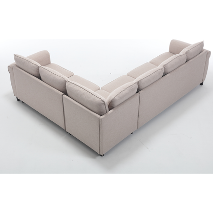 Sleeper Sofa, 2 in 1 Pull Out Couch Bed,6 seater sofa bed, L Shaped Sleeper Sectional Sofa Couch,Riveted sofa,104" Large combined sofa Bed in living room, Beige