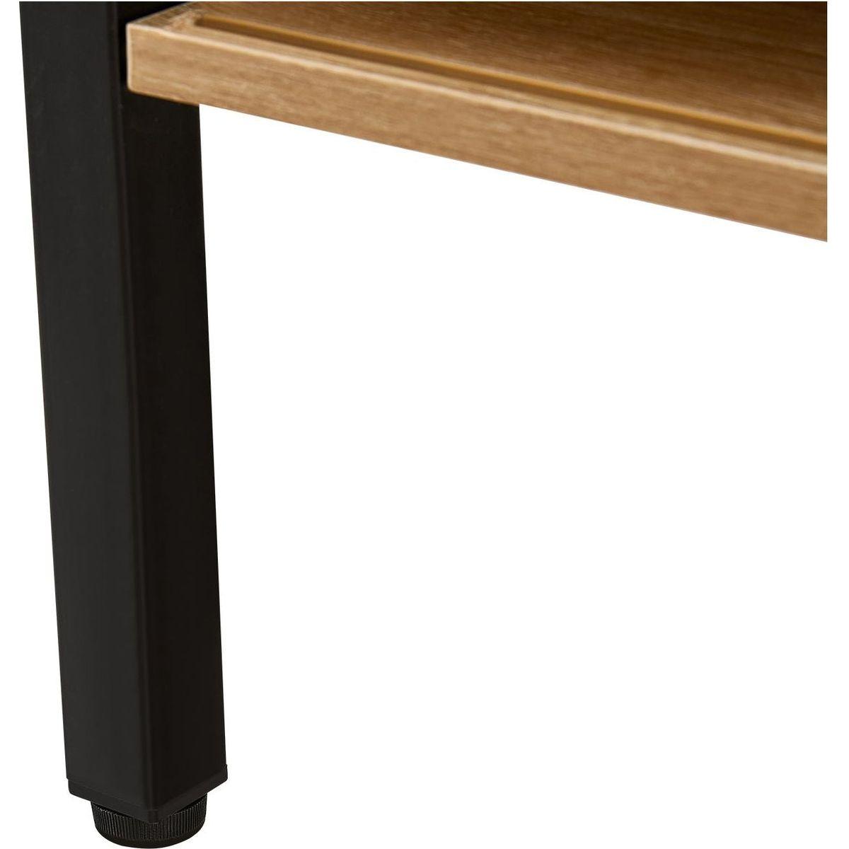 40.16" Rattan Coffee table, sliding door for storage, metal legs, Modern table for living room, natural