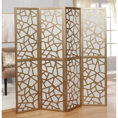 Giyano 4 Panel Screen Room Divider, Gold - Streamdale Furniture