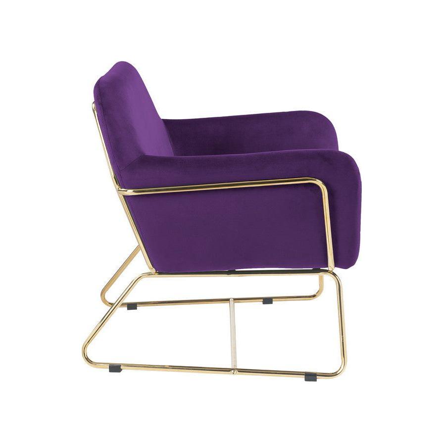 Keira Purple Velvet Accent Chair with Metal Base