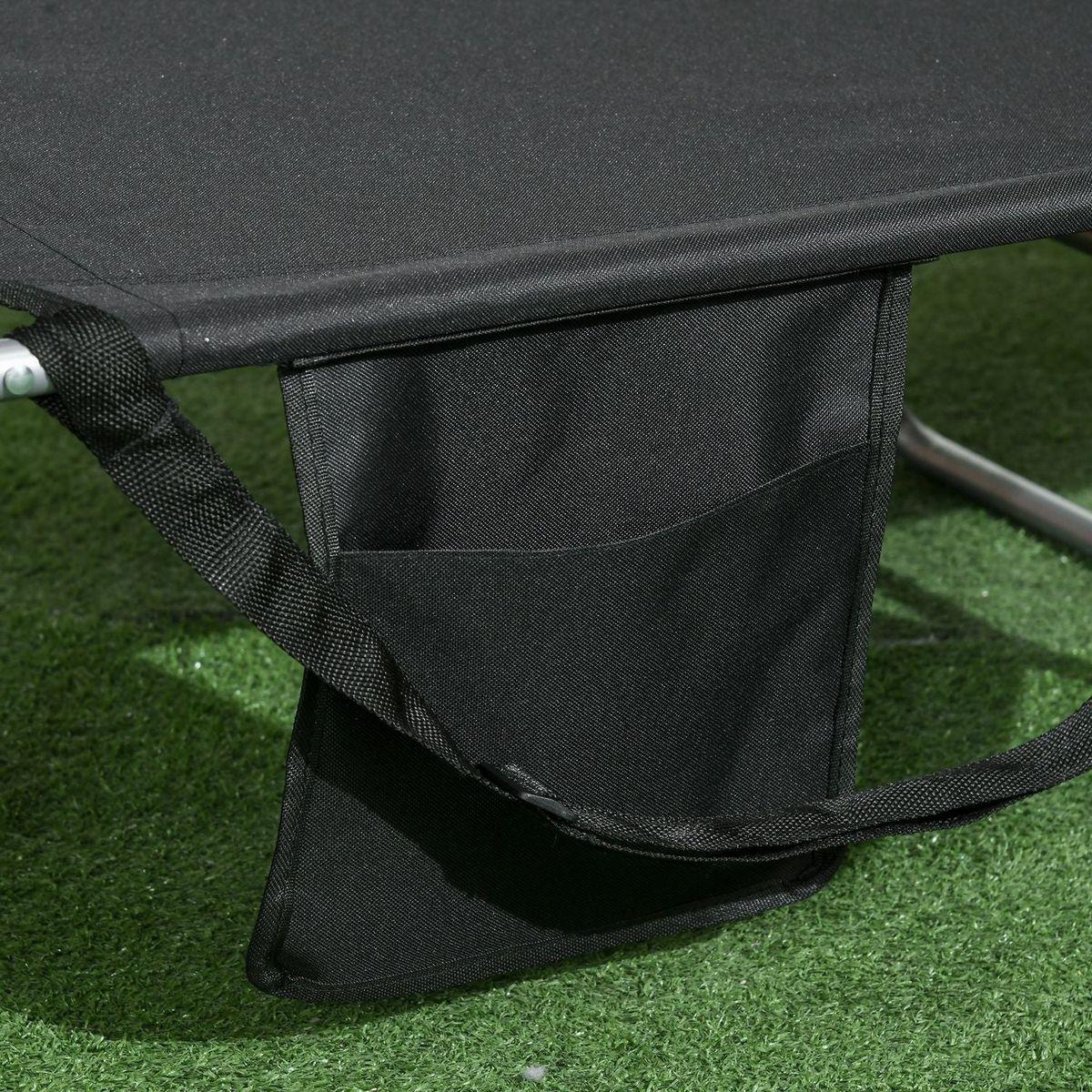 Folding Beach Lounge Chair with Face Hole and Arm Slots, 5-level Adjustable Sun Lounger Tanning Chair with Pillow for Patio, Garden, Beach, Pool, Black