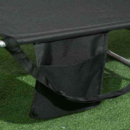 Folding Beach Lounge Chair with Face Hole and Arm Slots, 5-level Adjustable Sun Lounger Tanning Chair with Pillow for Patio, Garden, Beach, Pool, Black