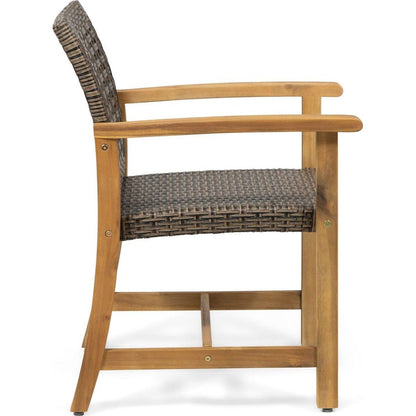 HAMPTON WOOD AND WICKER DINING CHAIR(SET OF 2 )