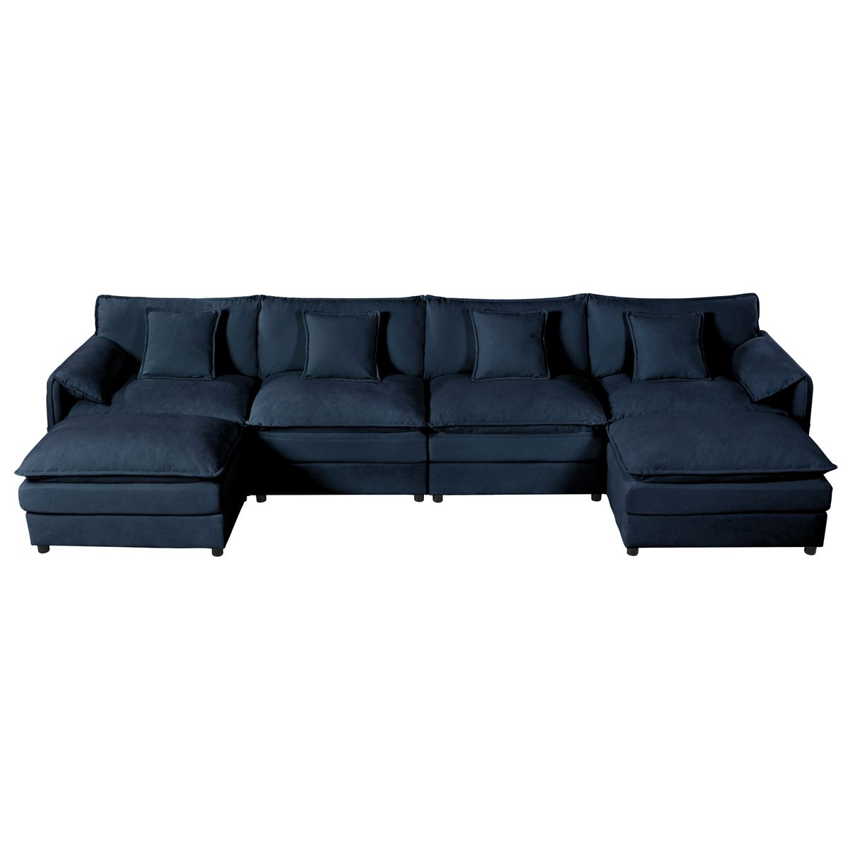 Modular Sectional Sofa, Oversized Deep Seat U Shaped Couch Set, 4-Seater Comfy Cloud Couches with Movable Ottomans, Chenille, Blue
