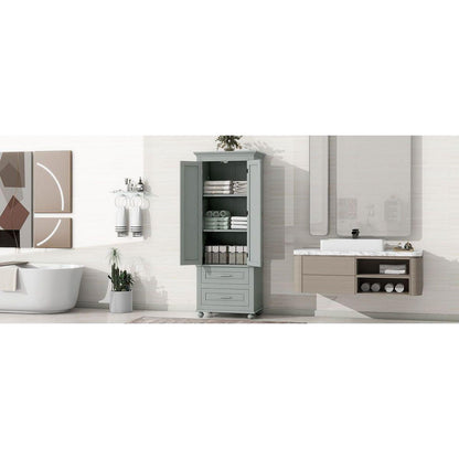 Tall Storage Cabinet with Two Drawers for Bathroom/Office, Grey