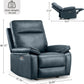 Electric Power Recliner Chair with USB Port, Leather Recliner Chairs for Adults, High Back Modern Single Sofa Home Theater Seat for Living Room, Dark Blue