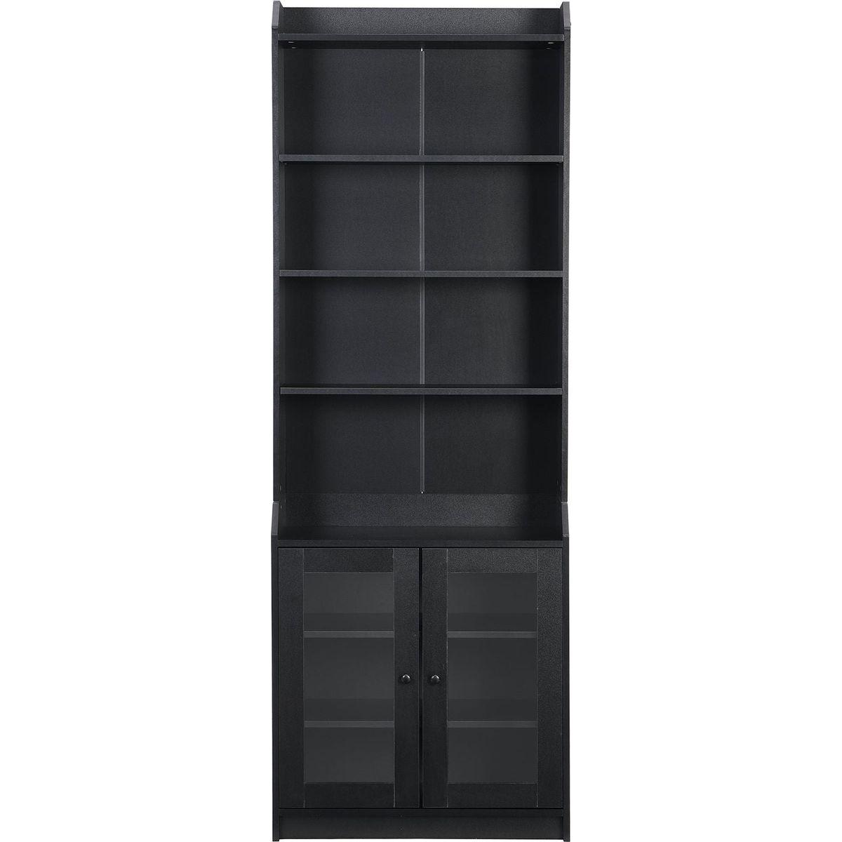 Elegant Tall Cabinet with Acrylic Board Door, Versatile Sideboard with Graceful Curves, Contemporary Bookshelf with Adjustable Shelves for Living Room, Black