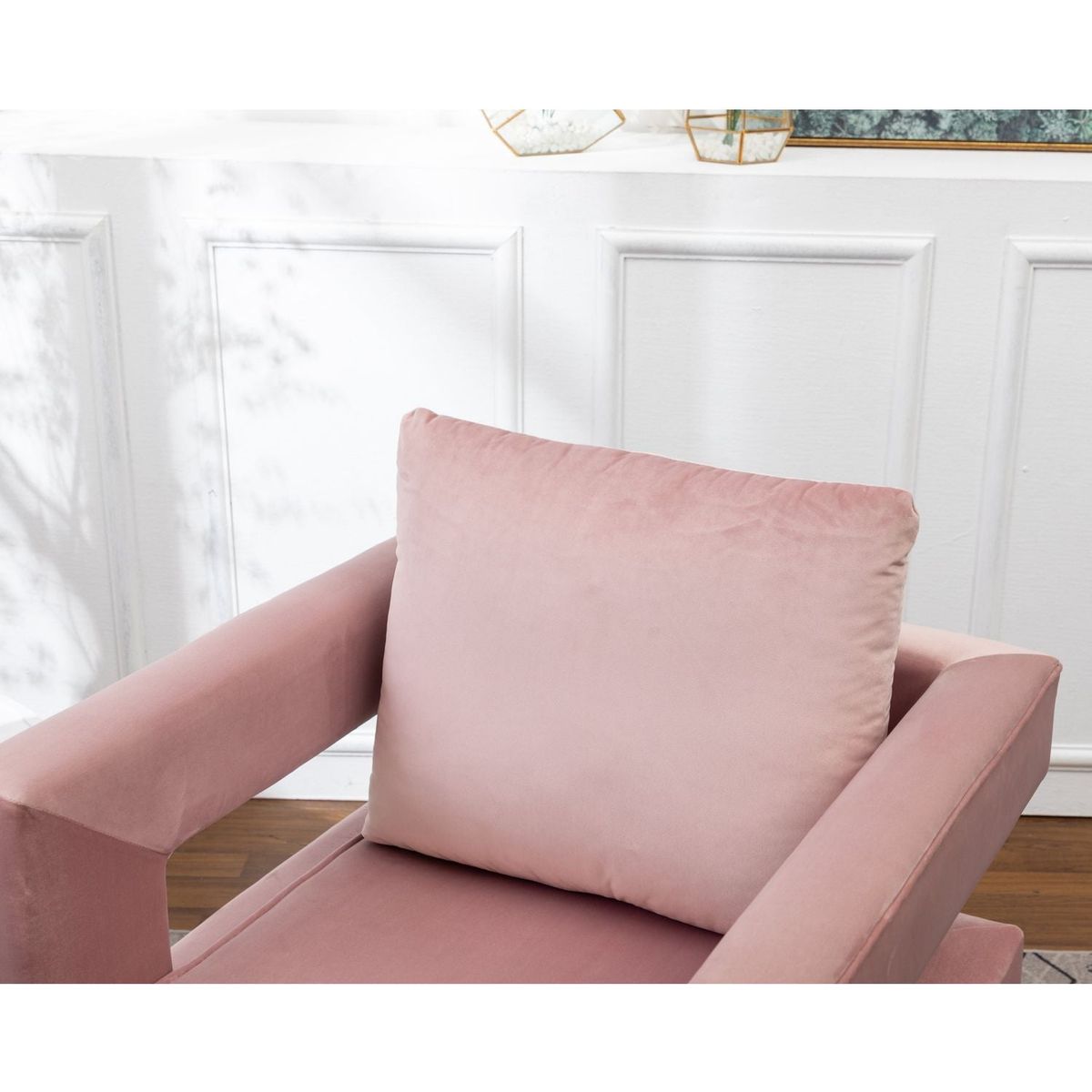 Lenola Contemporary Upholstered Accent Arm Chair, Pink