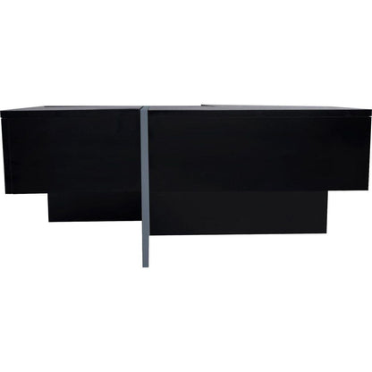 Unique Design Coffee Table with 4 Hidden Storage Compartments, Square Cocktail Table with Extendable Sliding Tabletop, UV High-gloss Design Center Table for Living Room, 31.5"x 31.5"