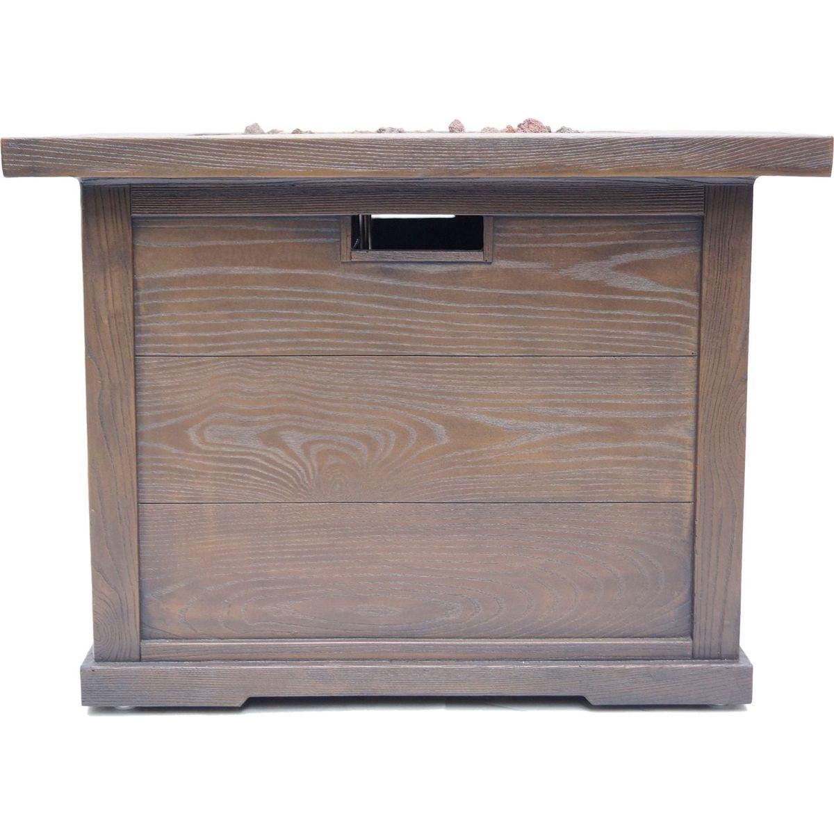 Patio Outdoor 24" H x 32" W Square Gas Burning Concrete Fire Pit Wood Pattern - Brown - 40,000 BTU