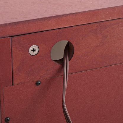 2 Doors Curio Cabinet with Tempered Glass Doors, Curio Cabinets with Mirrored Back Panel and Adjustable Shelves, Lighted Display Cabinet for Home, Office Light Bulb Included Cherry