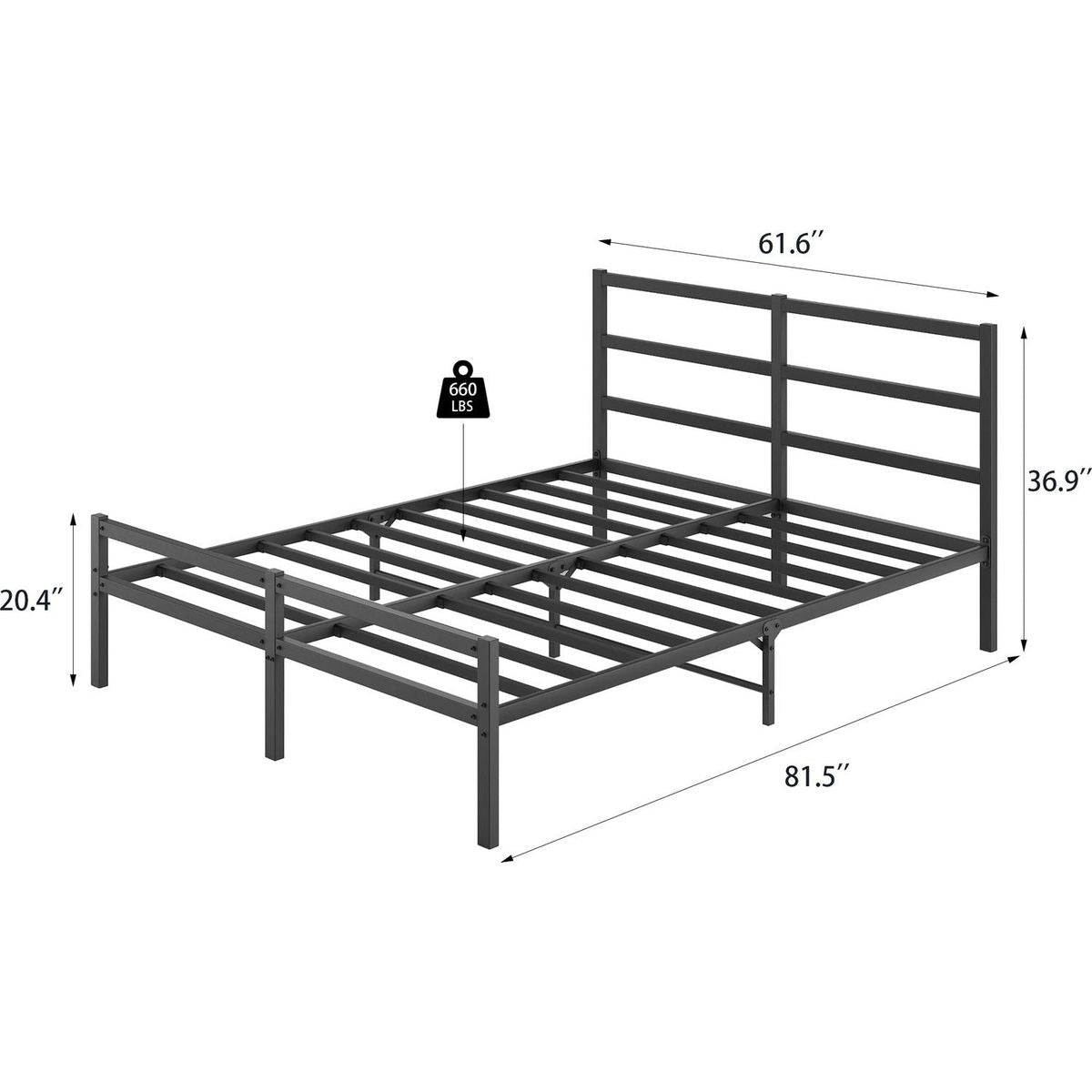 Metal Platform Bed frame with Headboard, Sturdy Metal Frame, No Box Spring Needed(Queen)