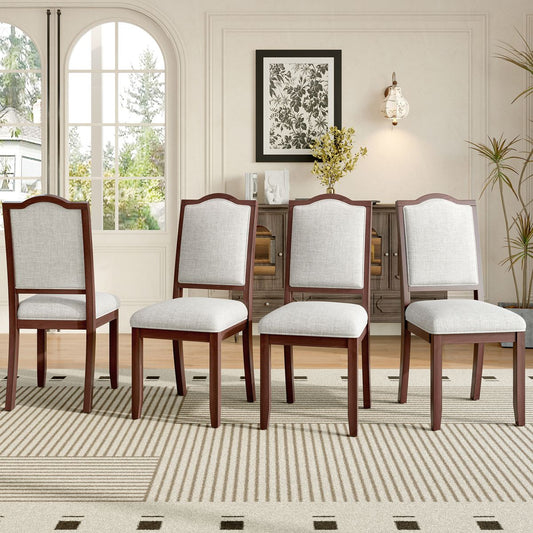 Downloads: 0 
Farmhouse Dining Chairs Set of 4, Upholstered Dining Chairs with High Back, Modern Seating for Kitchen, Bedroom & Living Room(Beige+Cherry)