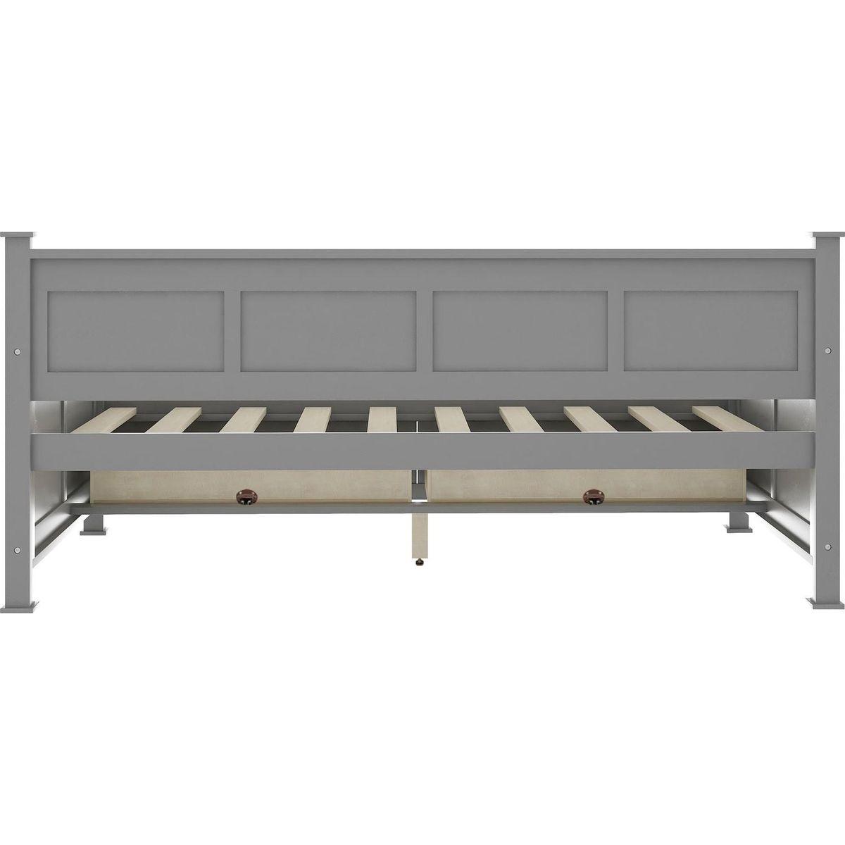 Twin Size Daybed with 2 Large Drawers, X-shaped Frame, Modern and Rustic Casual Style Daybed, Gray
