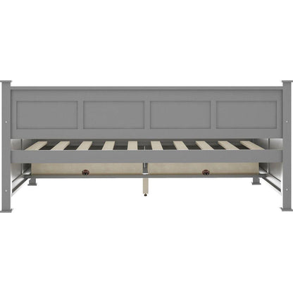 Twin Size Daybed with 2 Large Drawers, X-shaped Frame, Modern and Rustic Casual Style Daybed, Gray