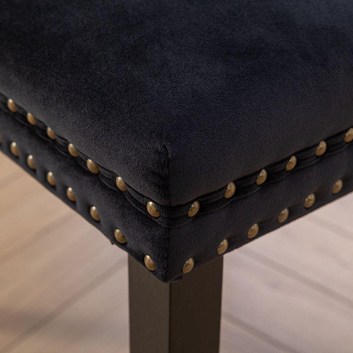 Classic Velvet Dining Chairs, High-end Tufted Solid Wood Contemporary Velvet Upholstered Dining Chair with Wood Legs Nailhead, SET OF 2,Black and Patterned