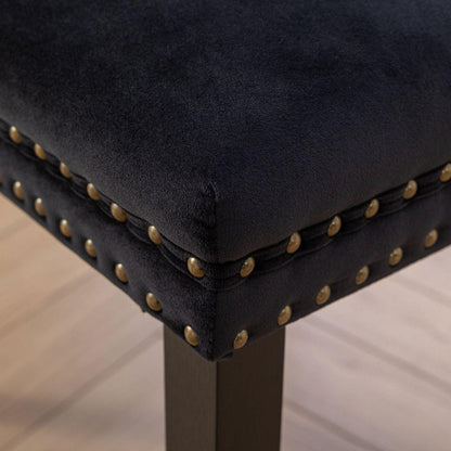 Classic Velvet Dining Chairs, High-end Tufted Solid Wood Contemporary Velvet Upholstered Dining Chair with Wood Legs Nailhead, SET OF 2,Black and Patterned
