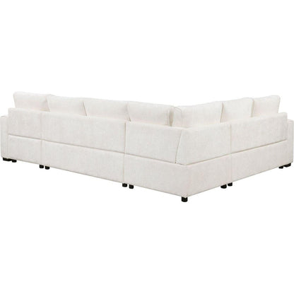 112.2" Sectional Sofa Pull-out Sofa Bed Sleeper with a Storage Ottoman,Three Pillows and Charging Devices for Living Room, Cream