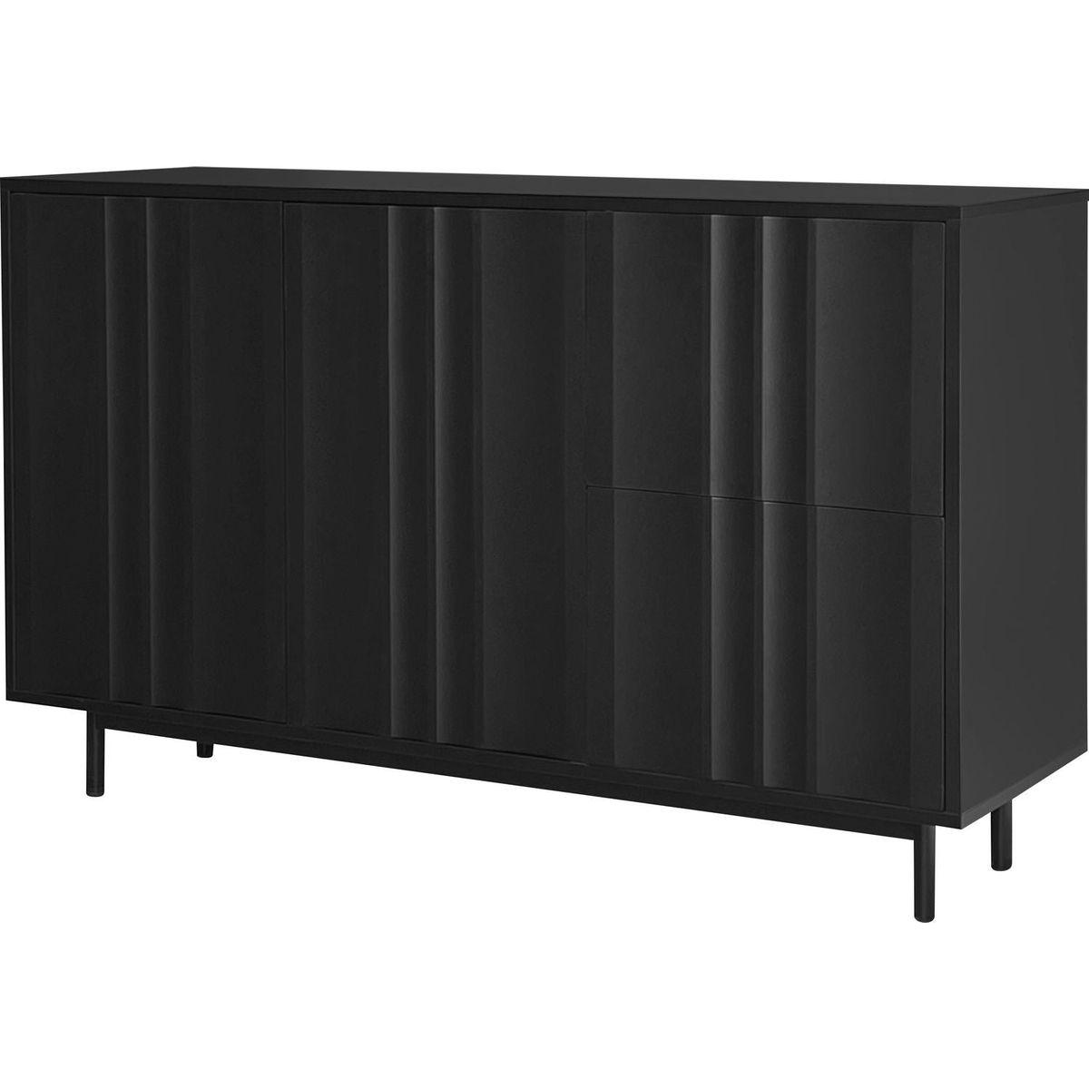 Wave Pattern Storage Cabinet with 2 Doors and 2 Drawers, Adjustable, Suitable for Study,Entrance and Living Room