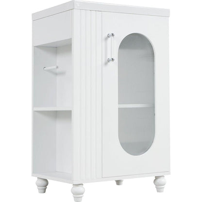 20" Bathroom Vanity with Sink, Bathroom Vanity Cabinet with Two-tier Shelf, Adjustable Shelf, Solid Wood and MDF, White