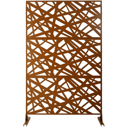 Outdoor & Indoor Privacy Screen Metal Privacy Screen 76' H×48' W, Freestanding Decorative Privacy Screen for Deck Balcony Patio, Privacy Fence Panels for Outside Lawn Garden PS117 BROWN