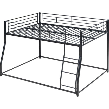 Metal Floor Bunk Bed, Full XL over Queen, Black