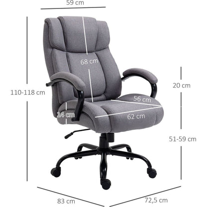 Vinsetto High Back Big and Tall Executive Office Chair 484lbs with Wide Seat, Computer Desk Chair with Linen Fabric, Adjustable Height, Swivel Wheels, Light Grey