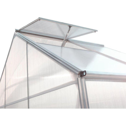 6.3'x4.2'x7' Polycarbonate Greenhouse, Heavy Duty Outdoor Aluminum Walk-in Green House Kit with Rain Gutter, Vent and Door for Backyard Garden, color aluminium