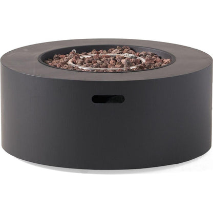 Patio Gas-burning Fire Pit Outdoor Iron Propane Fireplace, 32" Round Fire Pit - 40,000 BTU, Tank outside, Dark Grey
