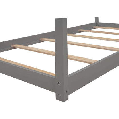 Twin Size Wooden House Bed, Gray(New)