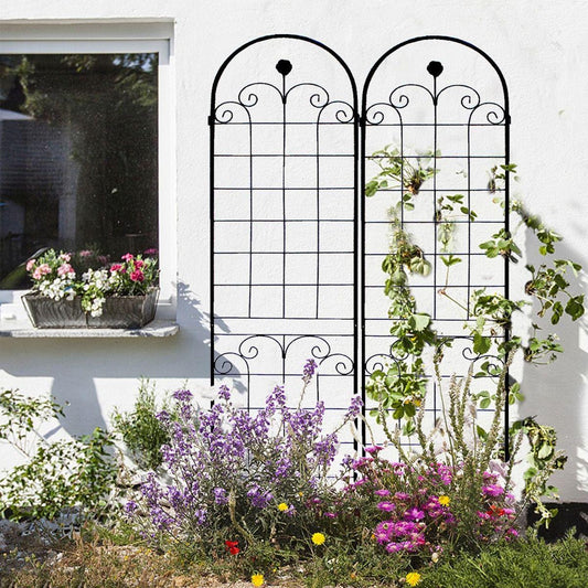 4 Pack Metal Garden Trellis for Climbing Plants Outdoor 86.7" x 19.7" Rustproof Plant Support Rose Trellis Netting Trellis Black