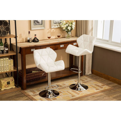 Glasgow Contemporary Tufted Adjustable Height Hidraulic Bar Stools, Set of 2, White