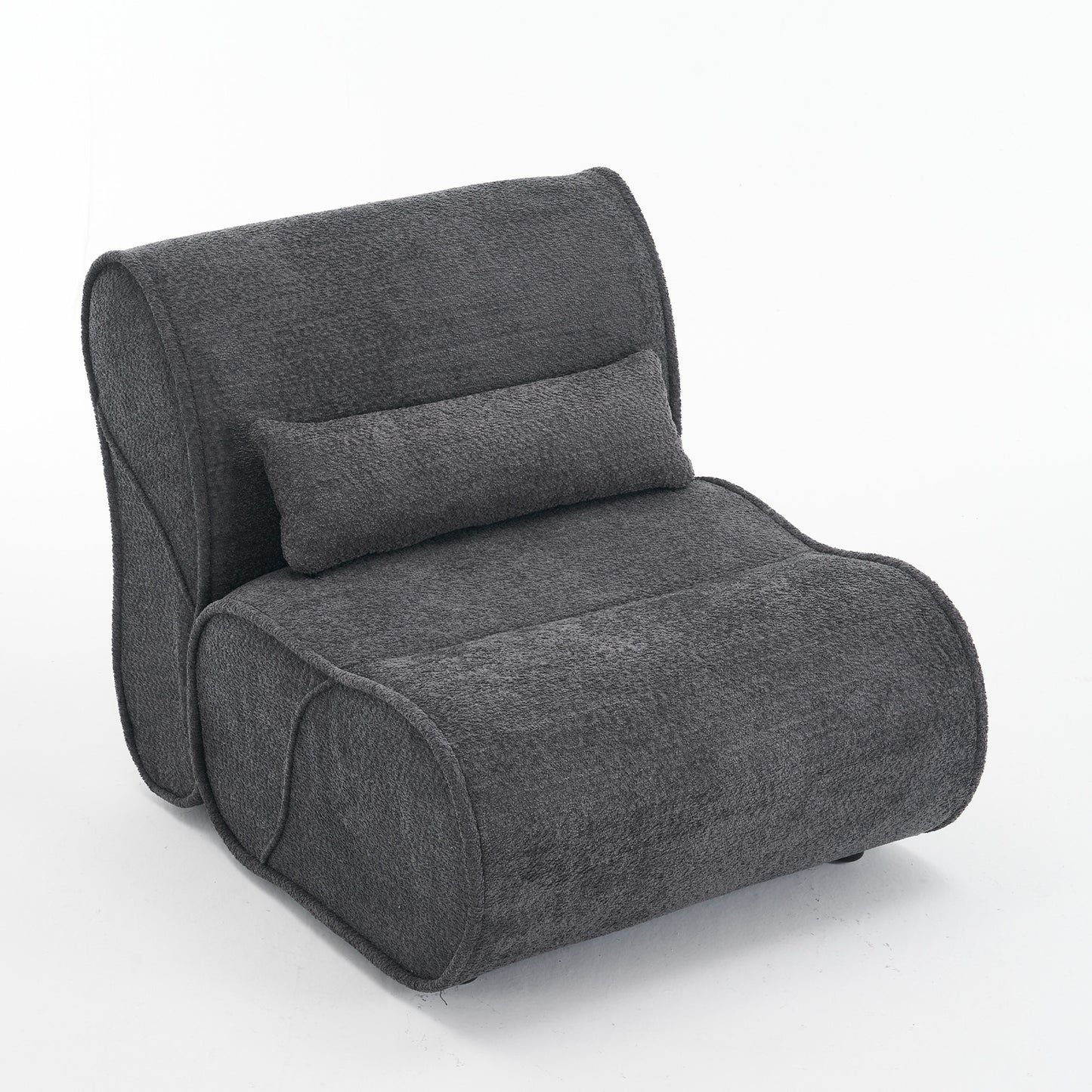 Soft Pellet Velvet Recliner - Comfortable Lounge Chair with Waist Pack Padding, Modern Design, Ideal for Living Room, Bedroom or Office - Dark Gray