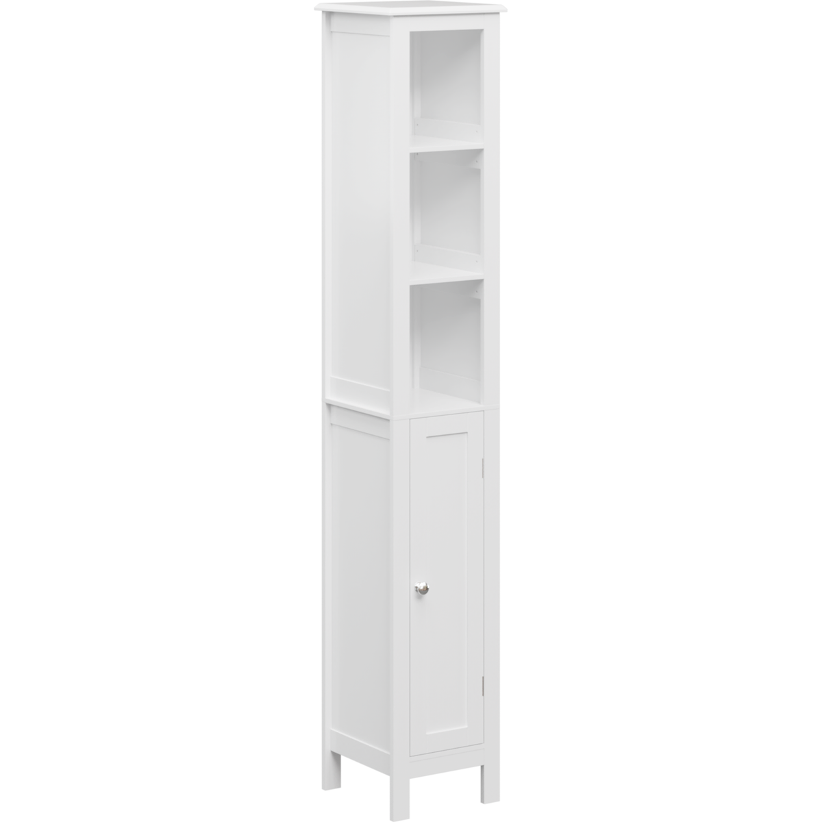 66.92" Tall Bathroom Storage Cabinet with Adjustable Shelves,1 Doors Freestanding Cabinet with Anti-Tip, Open compartments, for Home, Small Spaces, Bathroom,Kitchen, Living Room, White