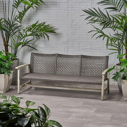 HAMPTON WOOD + WICKER 3 SEATER
