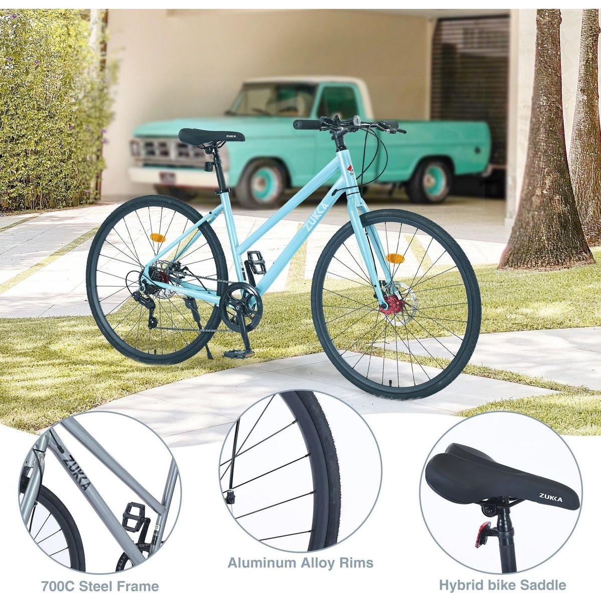 7 Speed Hybrid bike Disc Brake 700C Road Bike For men women's City Bicycle