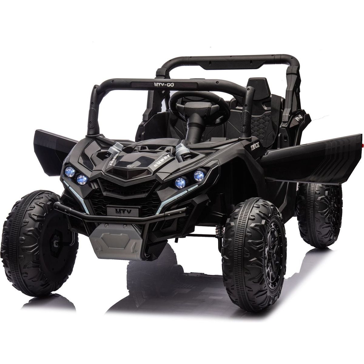 24V Two-Seater Kids Ride On UTV W/Parents Remote Control,Four-Wheel Suspension,Slow Start,Large wheel design,Anti-collision bar,Storage space,Music,USB,Bluetooth,Volume control,LED lights for Kids 3+.