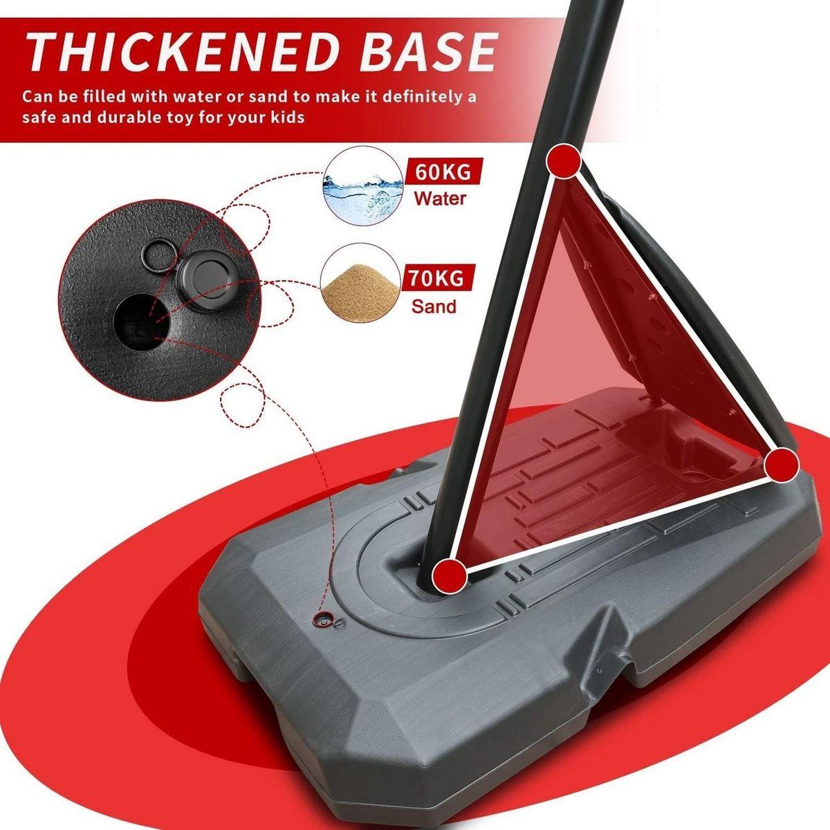 Height Adjustable 7 to 10ft Basketball Hoop 44 Inch Backboard Portable Basketball Goal System with Stable Base and Wheels, use for Outdoor
